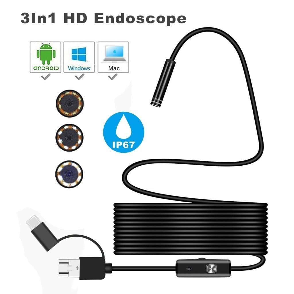 Câmera Sonda Endoscópica Android Prova Água/Foto Inspeção 5m