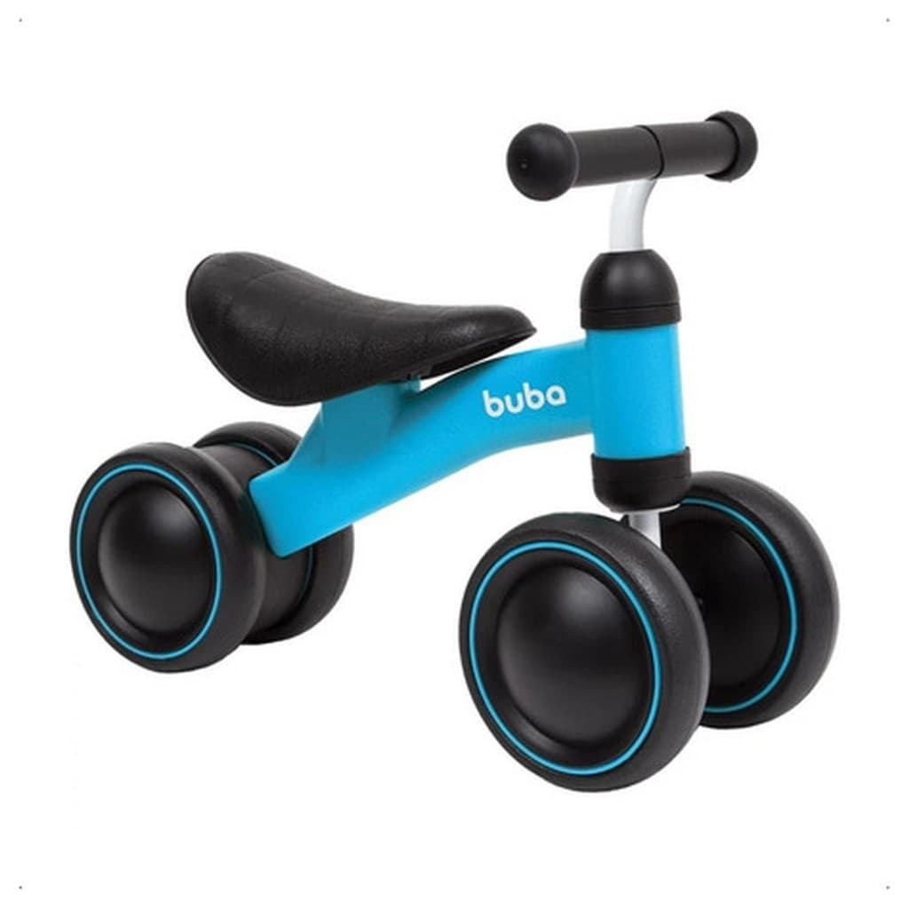 Bicicleta Equilíbrio 4 Rodas Buba Infantil Sem Pedal Azul Criança 1 Ano EVA Bebê Aprendizado