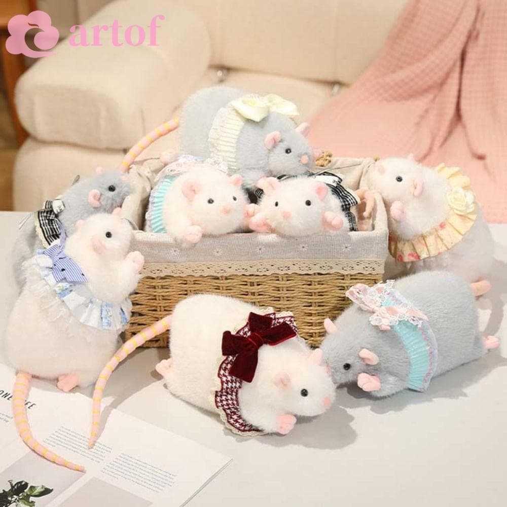 Boneca De Rato De Pelúcia ARTOF , Animais Vestido Floral Fofo Recheado , De Simulação Kawaii