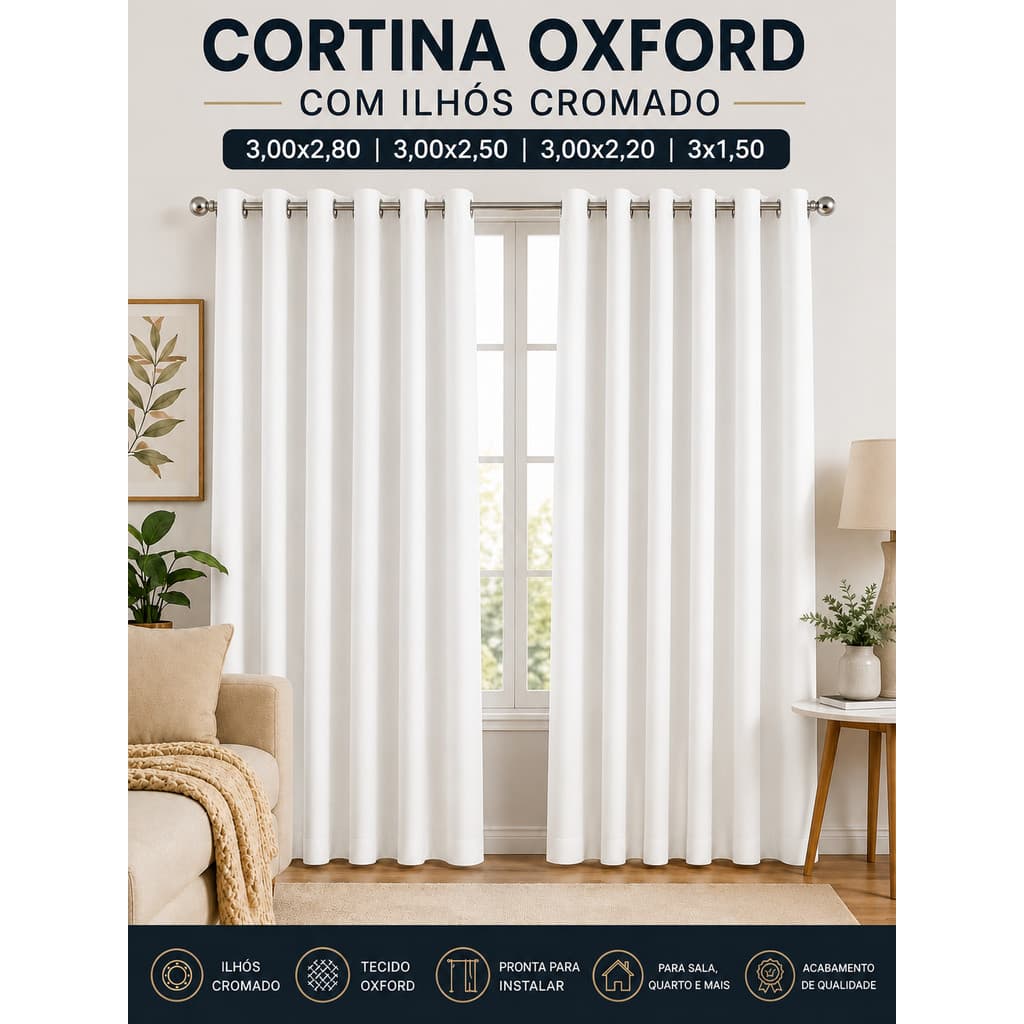 Cortina tecido 3  metros diversos tamanhos com ilhos cromado premiun  cortina 3x2,5 cortina 3x 2,20 cortina 3x 2,80