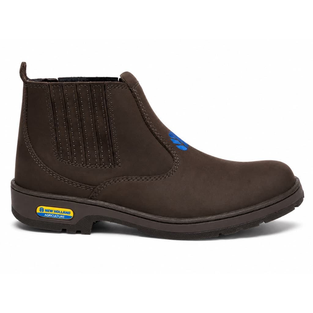 BOTINA NEW HOLLAND COURO NOBUCK LEGITIMO MASCULINA E FEMININA AMAREL MARROM E PRETA