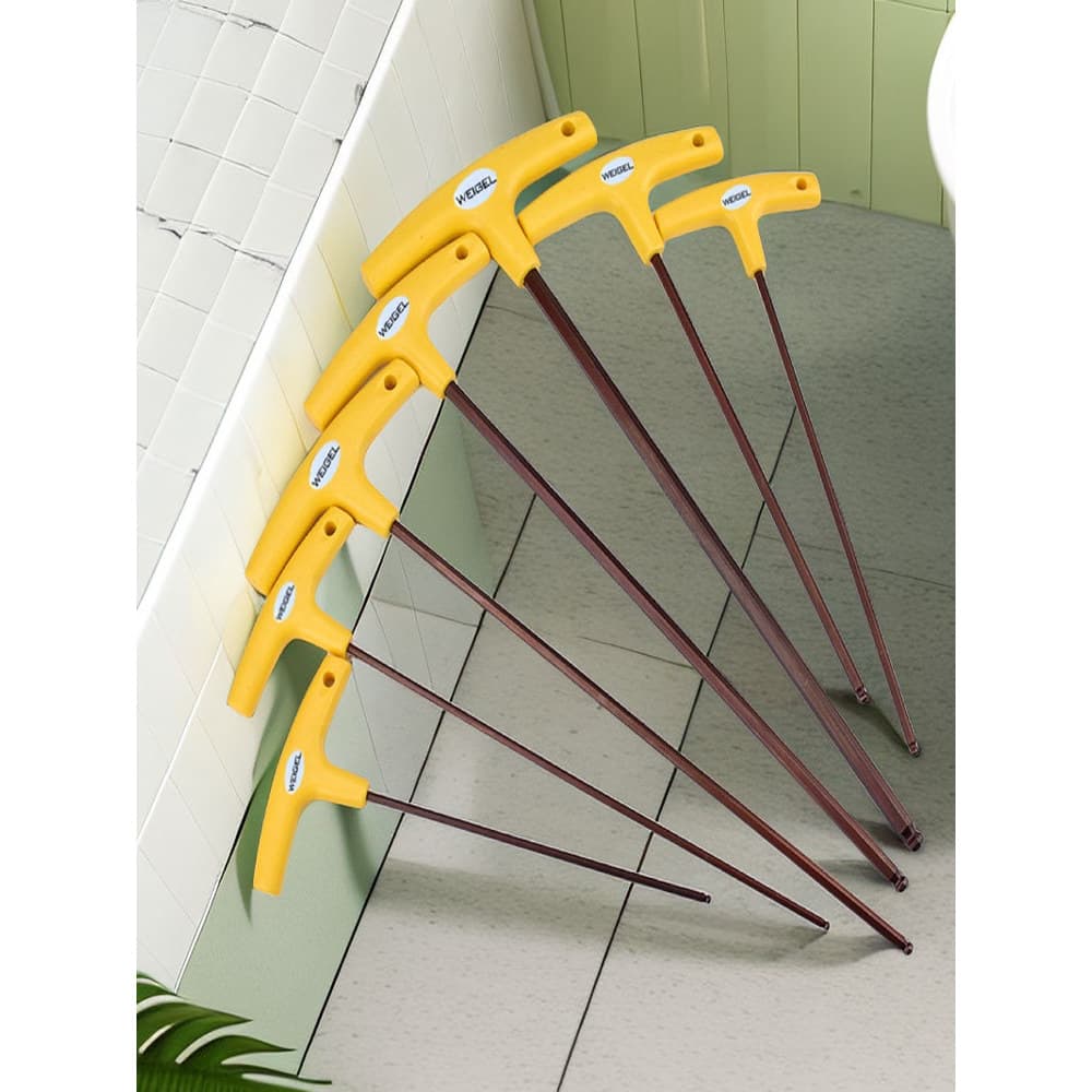 Chave Allen tipo T importada, Material S2 endurecido, cabeça esférica métrica extra longa, chave de fenda extra longa co