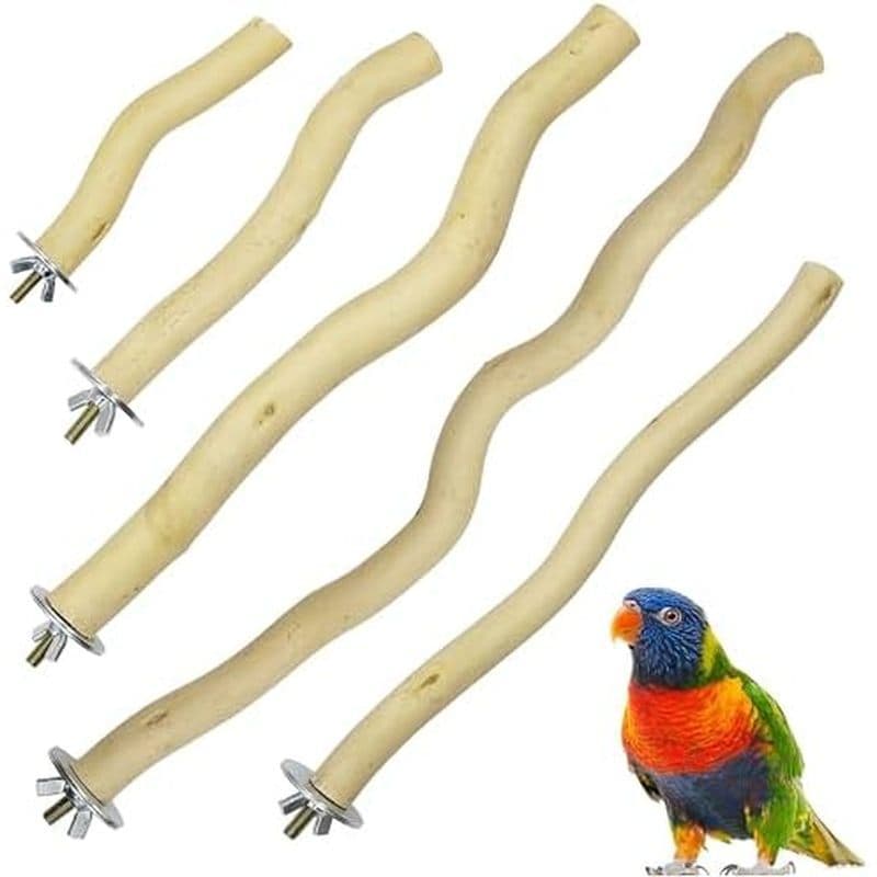 Woohome 7 Peças De Suporte De Poleiro De Pássaro De Madeira Natural , Conjunto Papagaio 5 Tamanhos , Para Papagaios , Ca