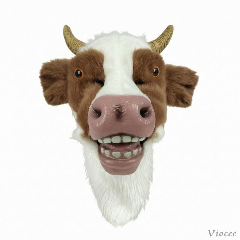 [Viocee] Capacete De Gado Com Textura Macia , Fantasia De Vaca , Capuz Peludo Para Halloween , Carnaval , Apresentações
