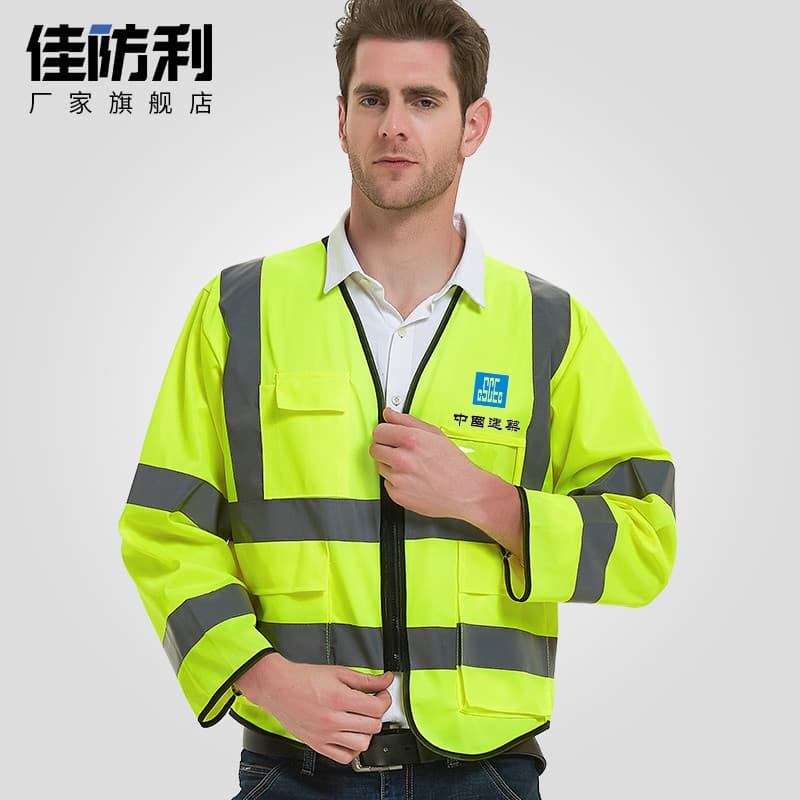 Roupas reflexivas de manga comprida Trabalhadores Construção Indústria de trabalho Roupas fluorescentes Colete Colete Ro
