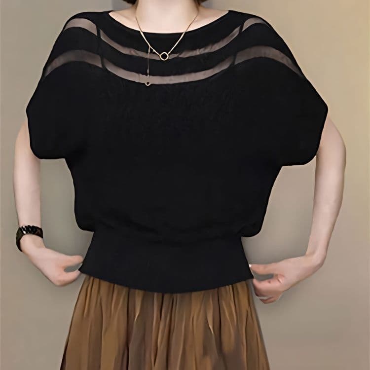 Suéter Feminino De Verão Com Gola Cortada E Manga Morcego De Seda Gelada Nxhs816 . my Loja Principal Feminina De Beleza