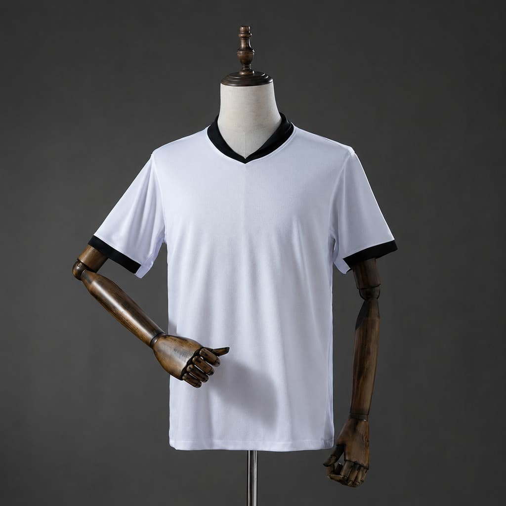 Camisa Masculina Branco Detalhes Preto 26/27 Modelo Esportivo Casual P ao 2XL