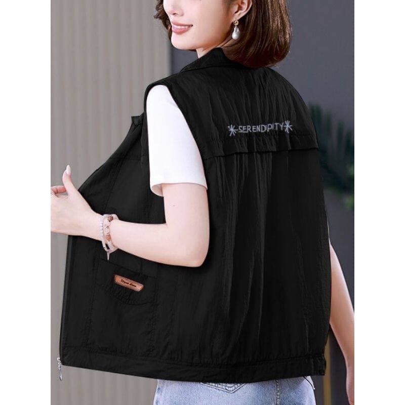 Mãe moda colete curto feminino verão fino respirável colete 2026 novo estilo solto estilo ocidental colete exterior