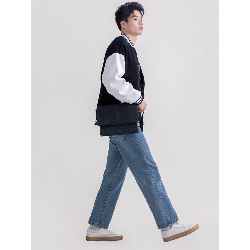 Calças cortadas Street Wear CleanFit americano High-End Jeans masculino solto mais magro olhar em linha reta Casual All-