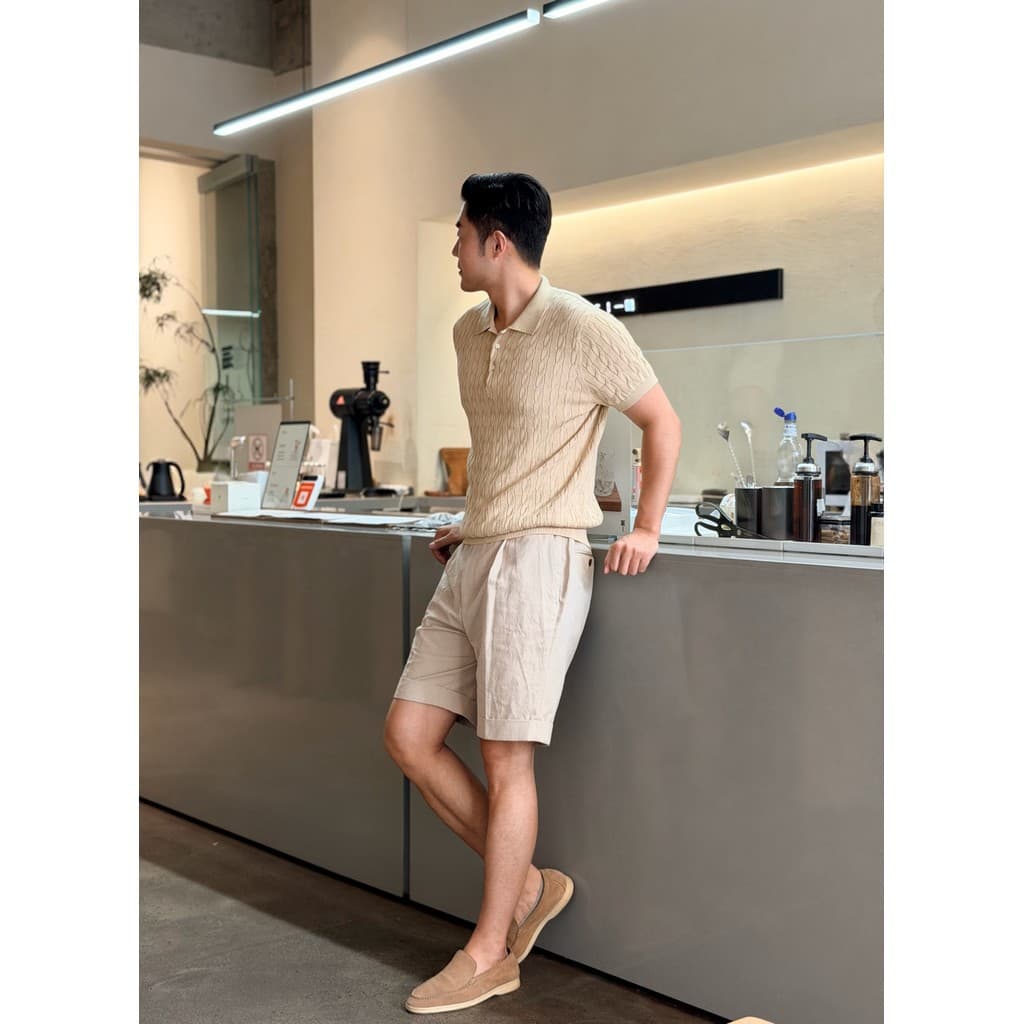 Shorts masculinos de verão ultrafinos estilo dinheiro antigo Nápoles Pima algodão linho misturado shorts casuais