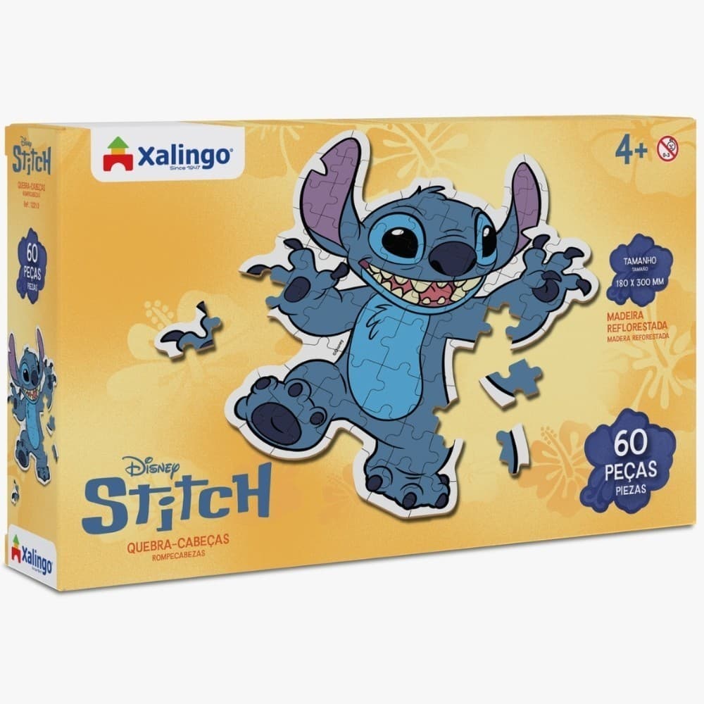 Quebra Cabeça Stitch Lilo Disney 60 Peças 39x34cm De Madeira Infantil Dia Das Crianças