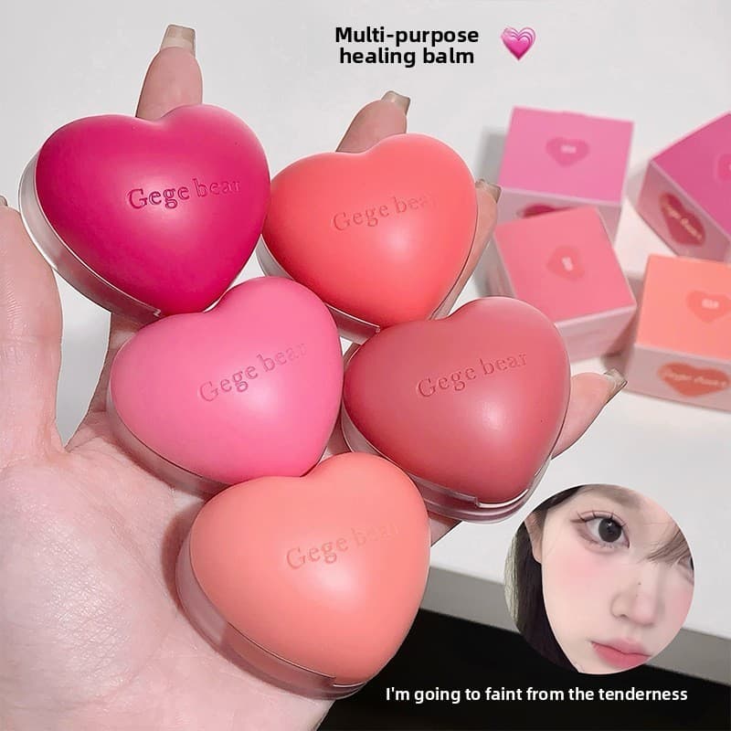 Gegebear Love Lip Cheek Creme de dupla utilização rosa fosco delicado Blush para meninas
