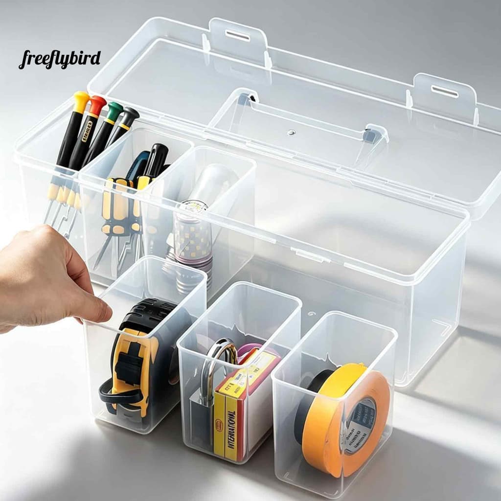 Organizador De Ferramentas De Plástico Resistente Fz , Design Transparente Com Divisórias Removíveis