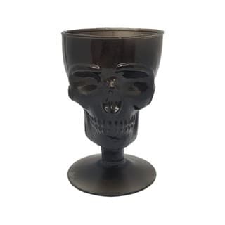 Taça em vidro Caveira Exú Preta Crânio .