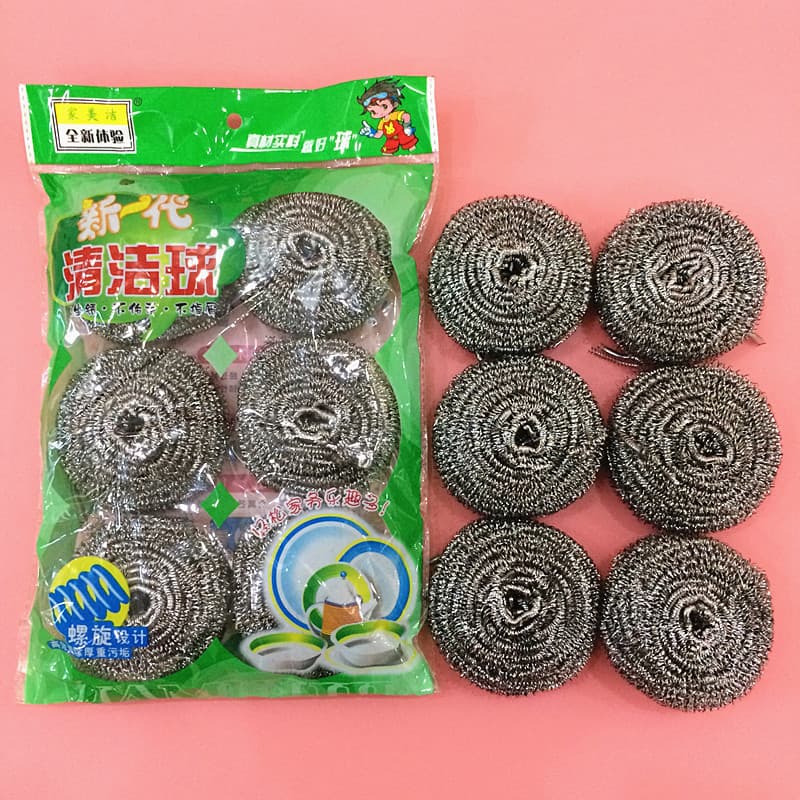 Bola de limpeza de aço inoxidável, bola de aço, cozinha doméstica, escova de lavar louça, sem escória, bola de limpeza,
