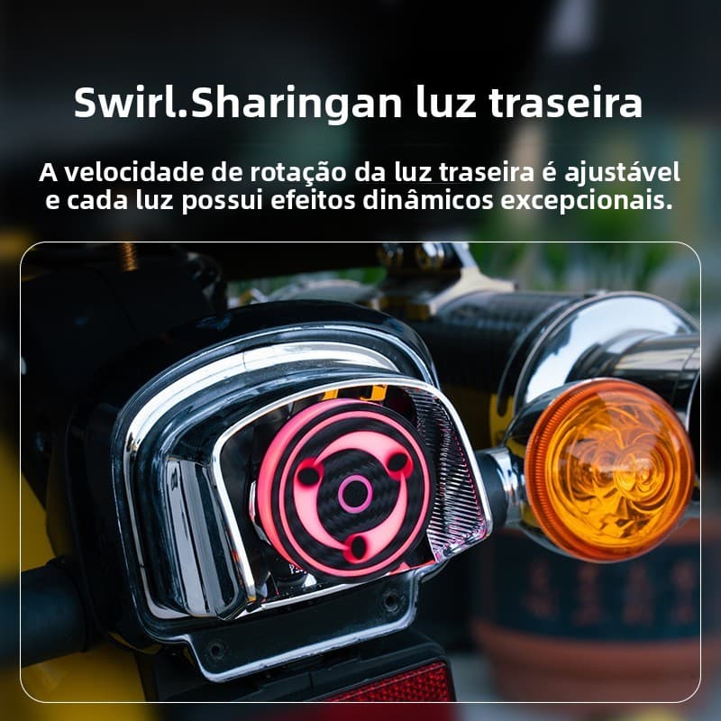 Motocicleta LED luz da cauda de freio colorido rotativo Strobe luz da cauda redemoinho roda olho auxiliar lâmpada freio