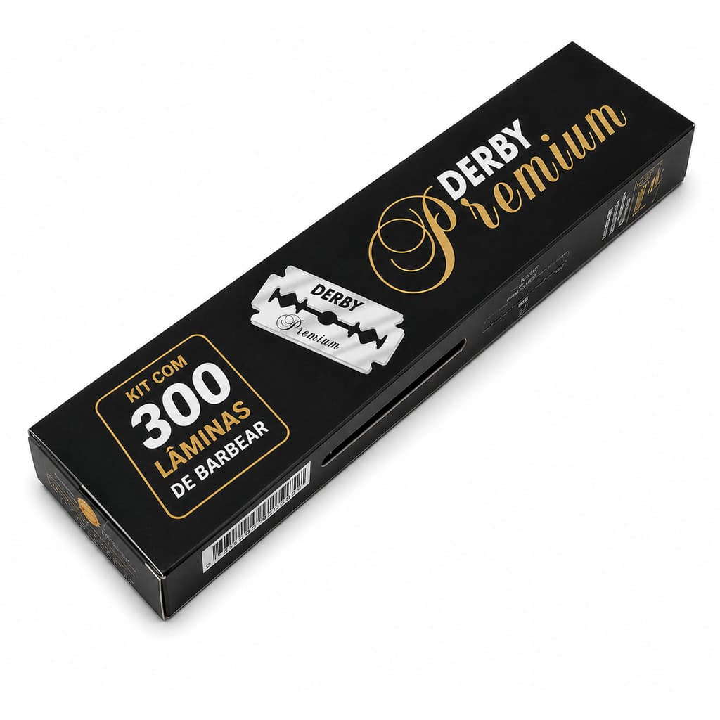 Kit 300 Lâminas De Barbear Derby Premium Tubo 3 Caixa