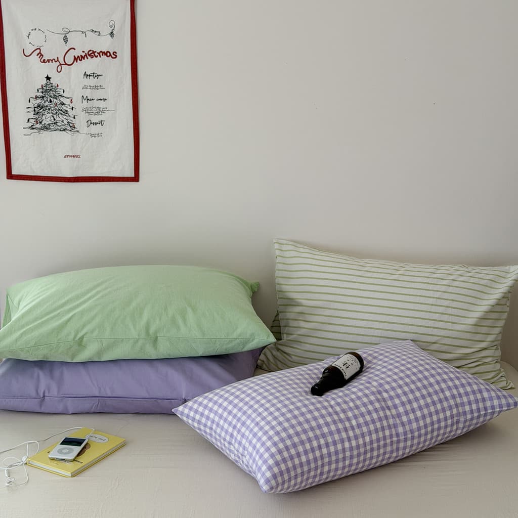 Todo o fio de algodão tingido único produto caso série ~ estilo INS literário cor sólida única fronha 48*74cm uma fronha