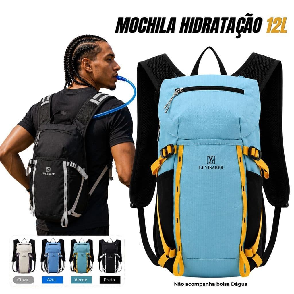 Mochila Hidratação 12l Corrida Trilha Ciclismo Impermeável Acampamento confortável Leve