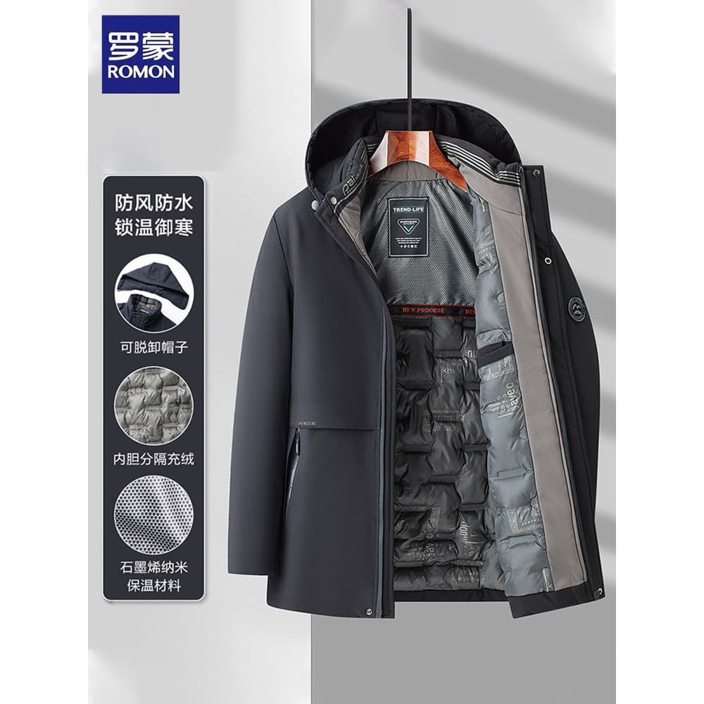 Romon grafeno jaqueta acolchoada masculina jaqueta de inverno novo estilo engrossado quente acolchoado jaqueta acolchoad