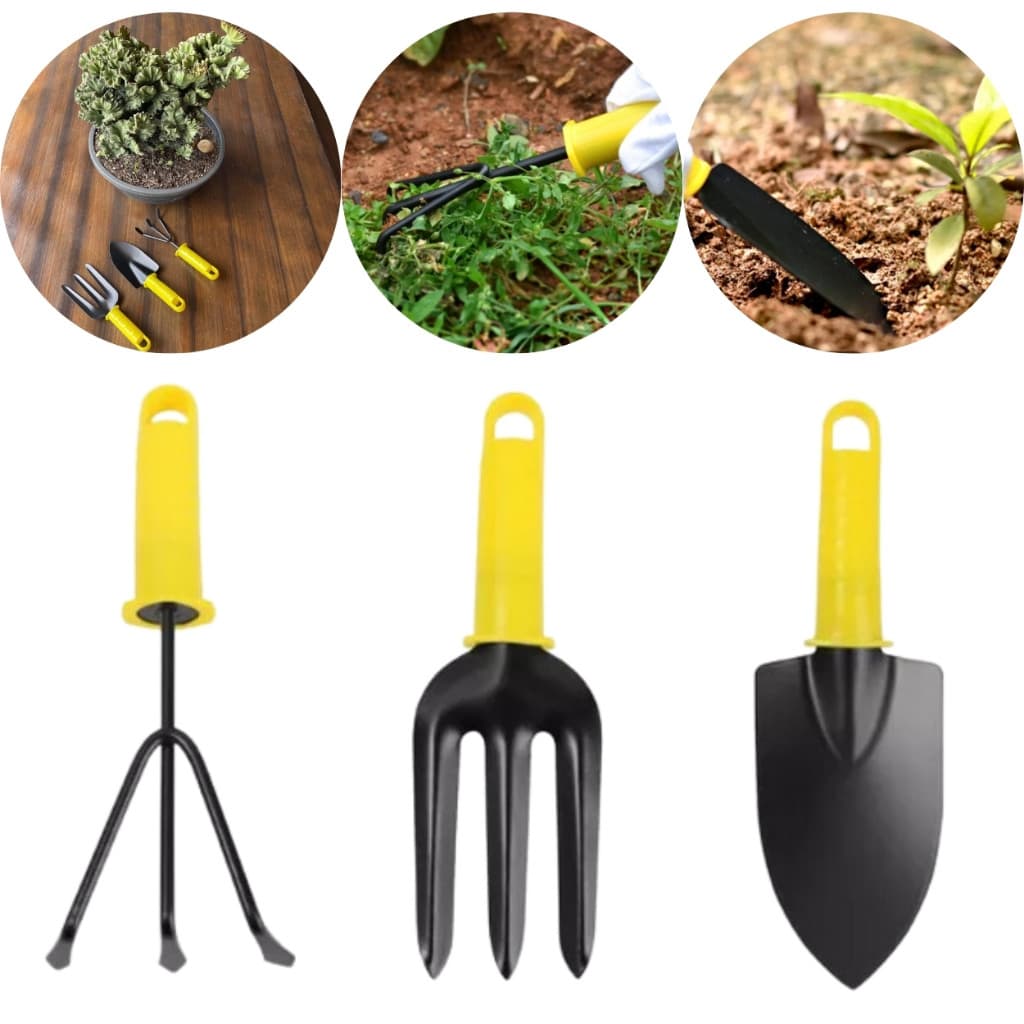 Kit Jardinagem Ferramenta E Horta 3 Peças Garfo Pá Rastelo