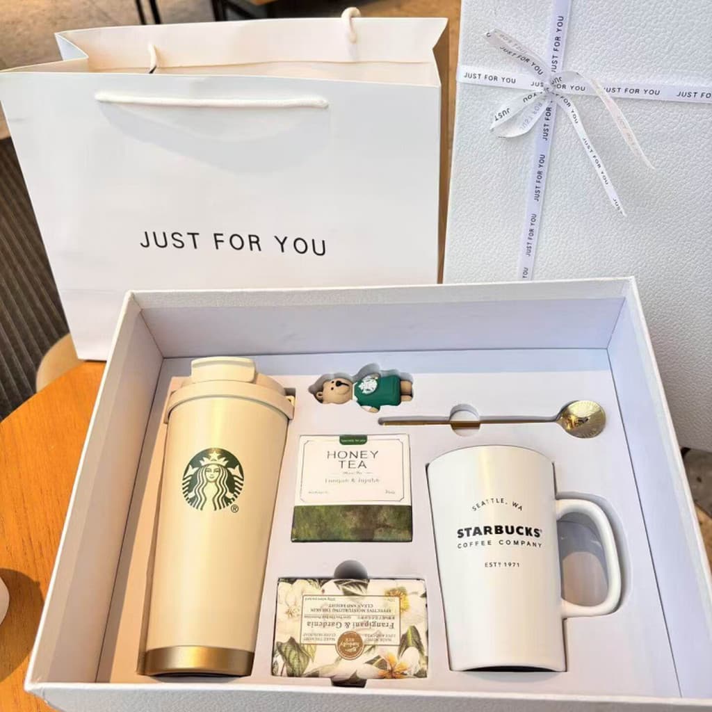 Copo Starbucks (Starbucks) Presente de feriado Copo térmico de aço inoxidável Copo de casal Caixa de presente Xícara de