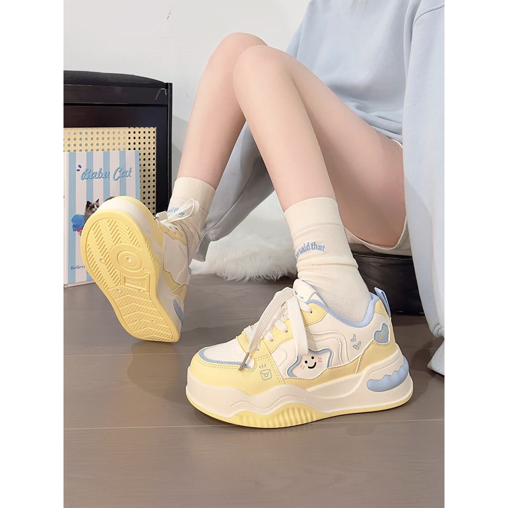 Puxar para trás dopamina estrela tênis feminino 2026 primavera outono sapatos femininos tênis de sola grossa venda quent
