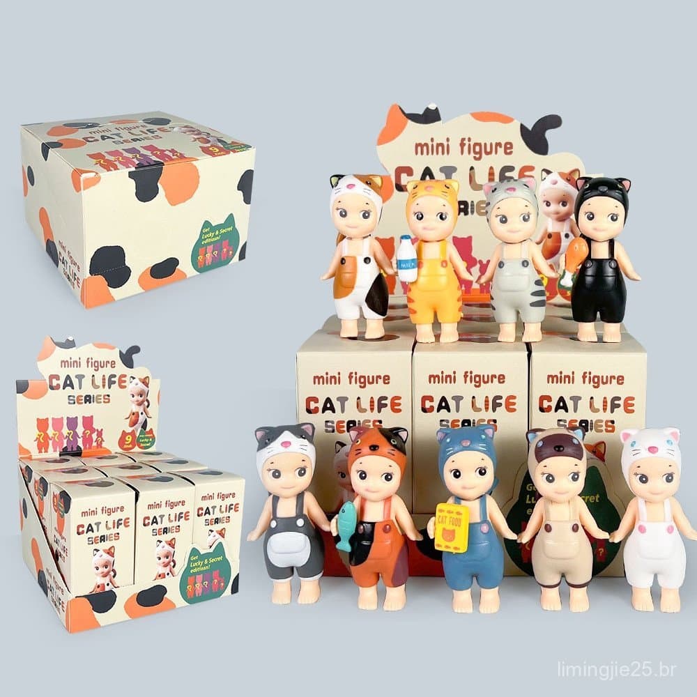 9 Pçs/Set 8cm Japão Anime Personagem Bens Anjo Cosplay Kitty Gato Popular Boneca Q Versão PVC Figuras De Ação Modelo Bri