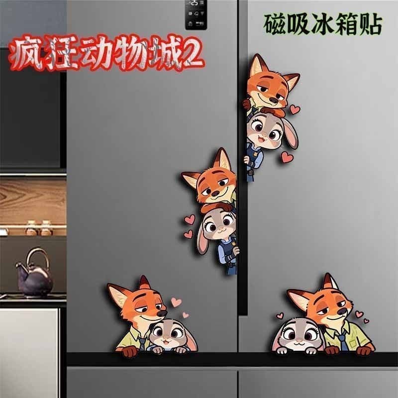 [Novidades] 2 adesivos magnéticos para geladeira de mercadorias Nick Judy Decoração de geladeira para casa de desenho an