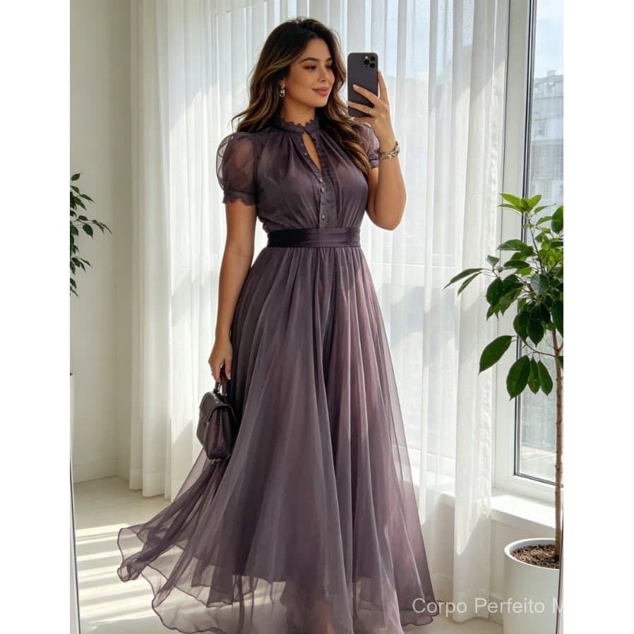 2026 primavera verão novo estilo com decote em V cintura estreita babados Casual elegante vestido grande Swing