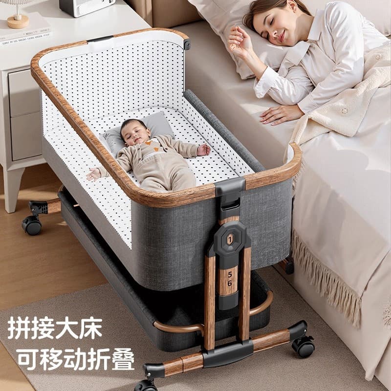 Berço móvel cama de bebê multifuncional costura grande cama berço recém-nascido dobrável portátil doméstico