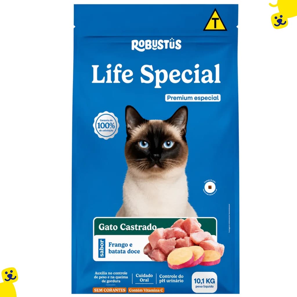Ração Gato Castrado Ração Gato Robustus Life Special Premium Gato Castrado Sabor Frango 10,1kg