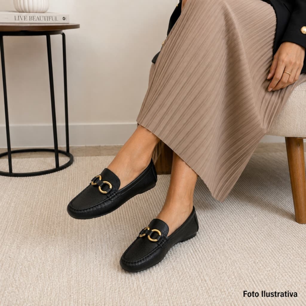 Mocassim Feminino Couro Legítimo Andacco Confortável 3815