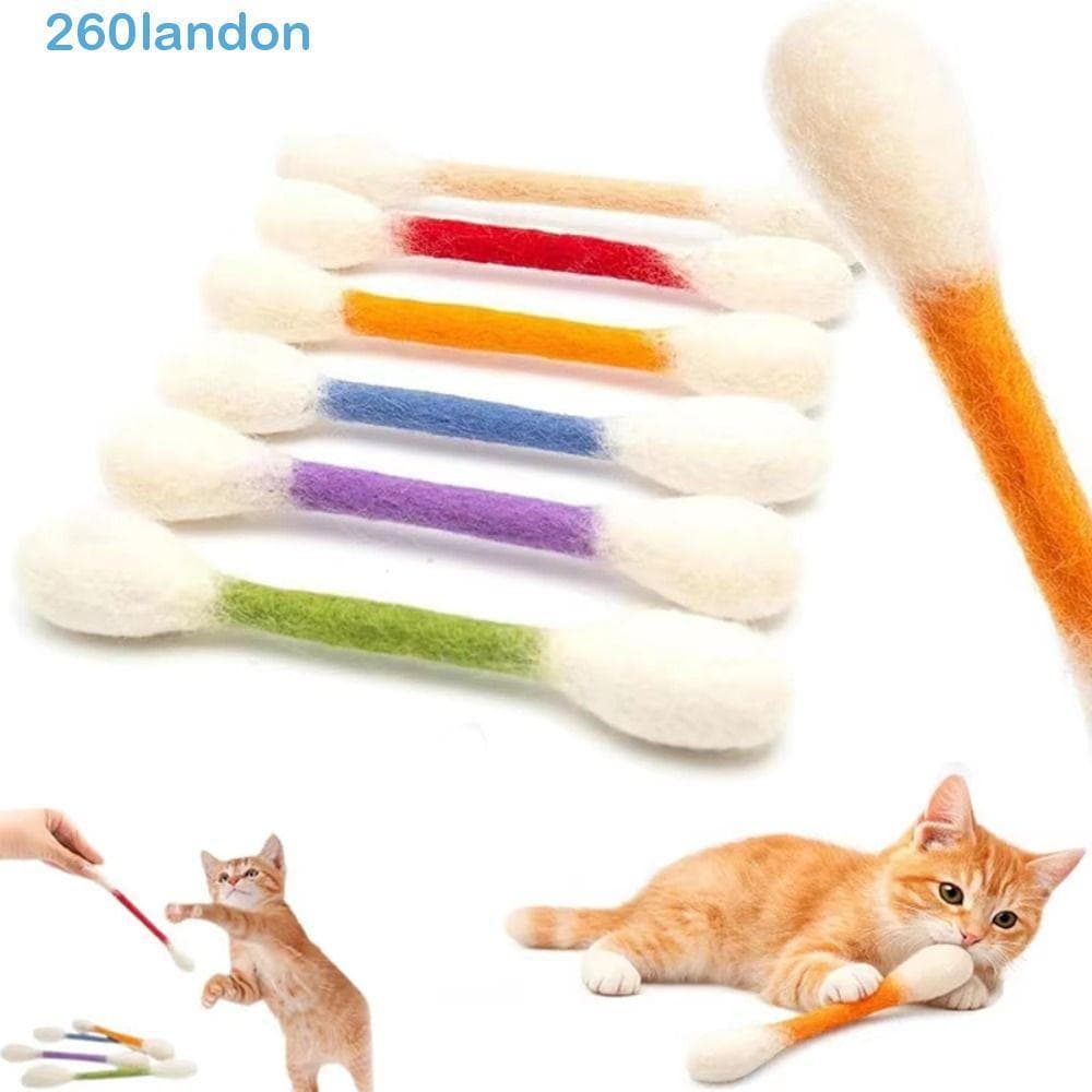 LANDON 6 Peças De Brinquedo Para Gato Com Cotonete De Algodão , Durável Mastigar Gatinho Anti-Doração , Acessórios Leves