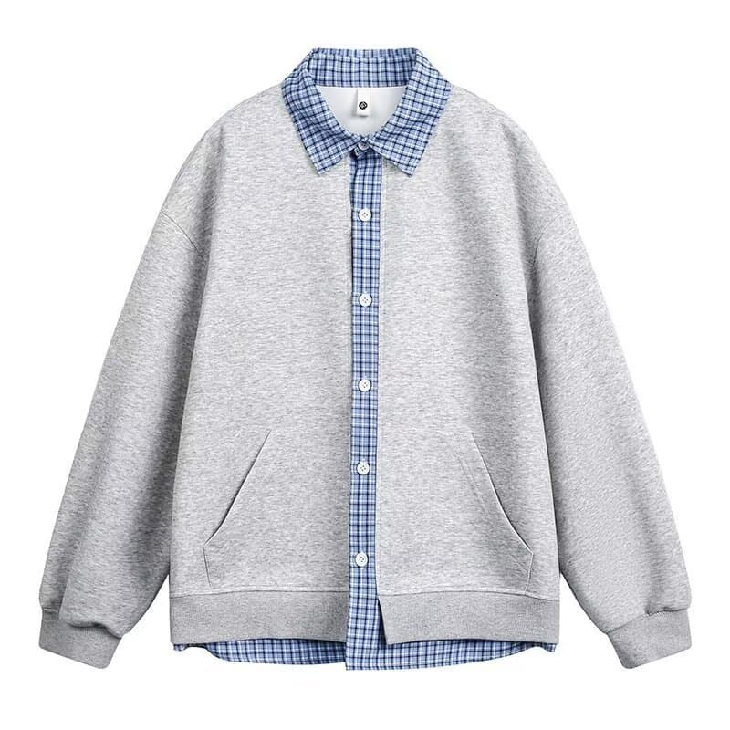 YORAINBOW Camisa de lapela de outono moletom estilo dinheiro antigo Commuter Premium cleanfit jaqueta de manga comprida