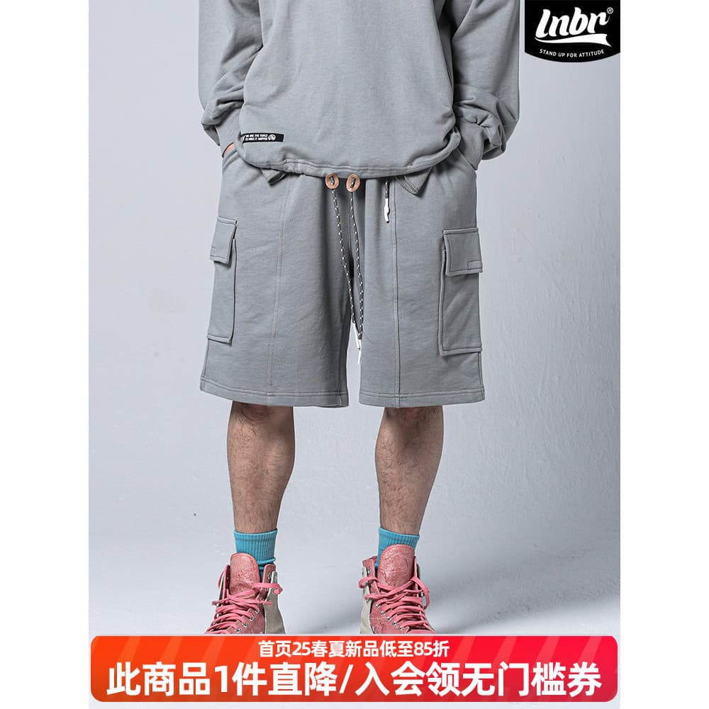 LNBR American Street Casual Sports Shorts Masculino Cordão Solto Trendy All-Match Calças de Cinco Pontos Tamanho Grande