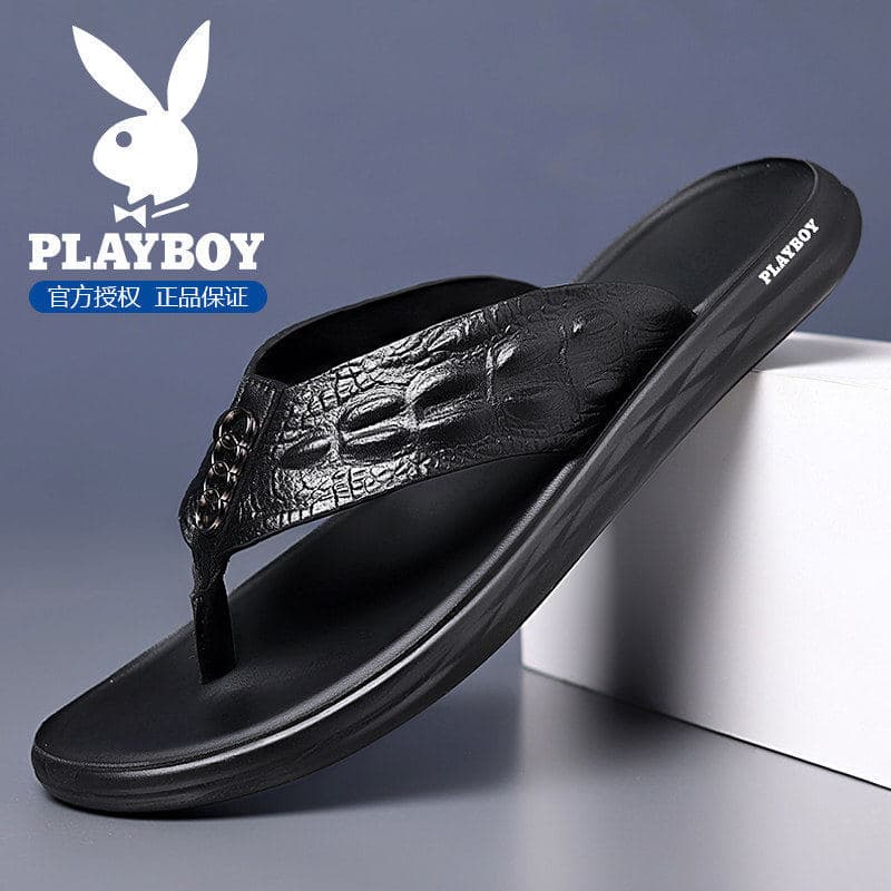 Playboy chinelos masculinos verão respirável chinelos de sola macia antiderrapante chinelos rio-Up Wading Casual flip-fl