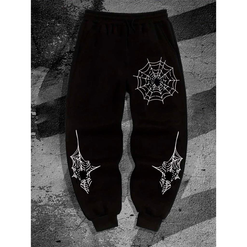Calça Moletom Streetwear Dark Wear  Aranha Teia Web Gótico Treino Academia