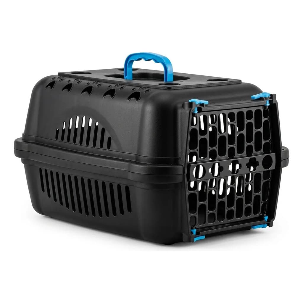 Caixa De Transporte Pet Reforçada Cães Gatos Coelho Azul