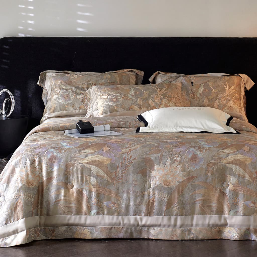 Lenzing Tencel Cassarian Light Luxury?Verão fresco colcha conjunto de quatro peças estilo americano impresso ar condicio