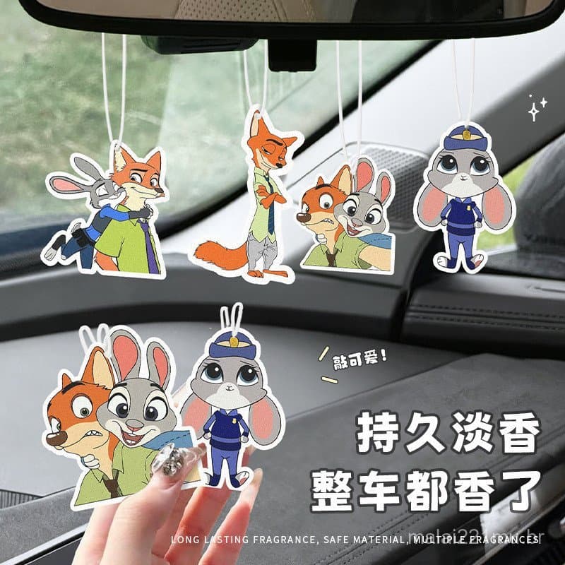 Zootopia Novas Pastilhas Aromatizantes para Carro com Tema de Coelho e Raposa, Aromatizador de Ar para Carro, Decoração