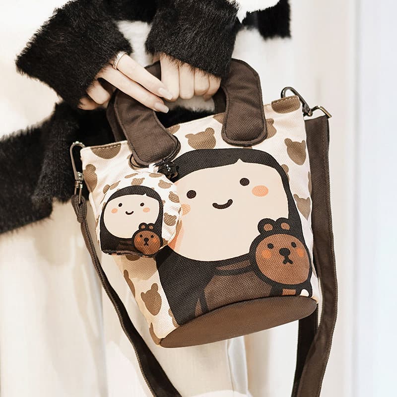 Bolsa bolsa feminina Luoq X Xiaoqi Co-Branded Bolsa Feminina Bolsa de Ombro Ferradura Balde Bolsa Cheia de Algodão