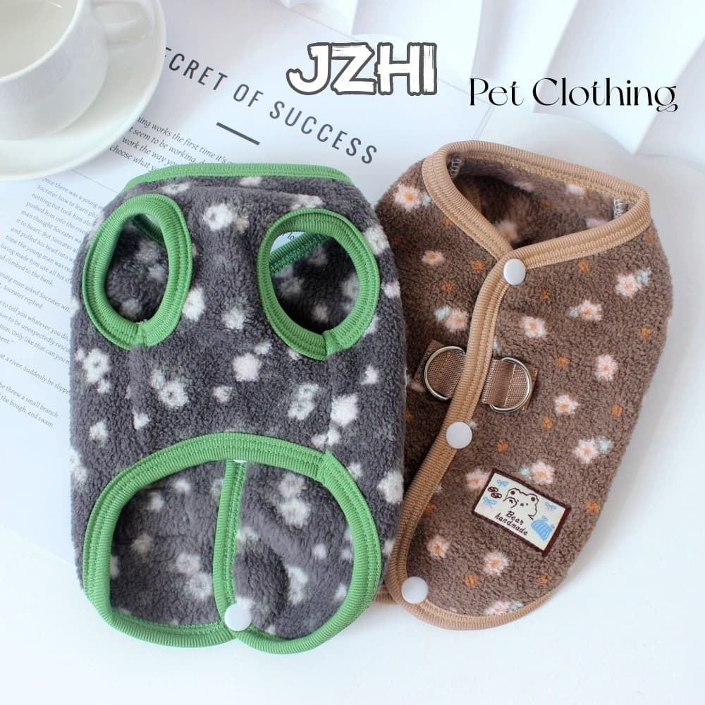 Roupas para animais de estimação cão outono quente Teddy gato velo jaqueta outono inverno Retro Floral tração duas perna