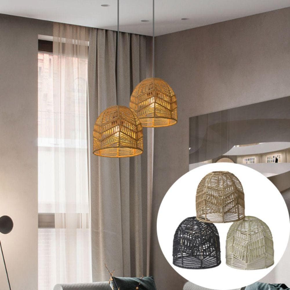 Abajur De Corda De Papel , Luminária Pendente Decorativa Tecida À Mão , Lustre De Vime Bambu Tecido