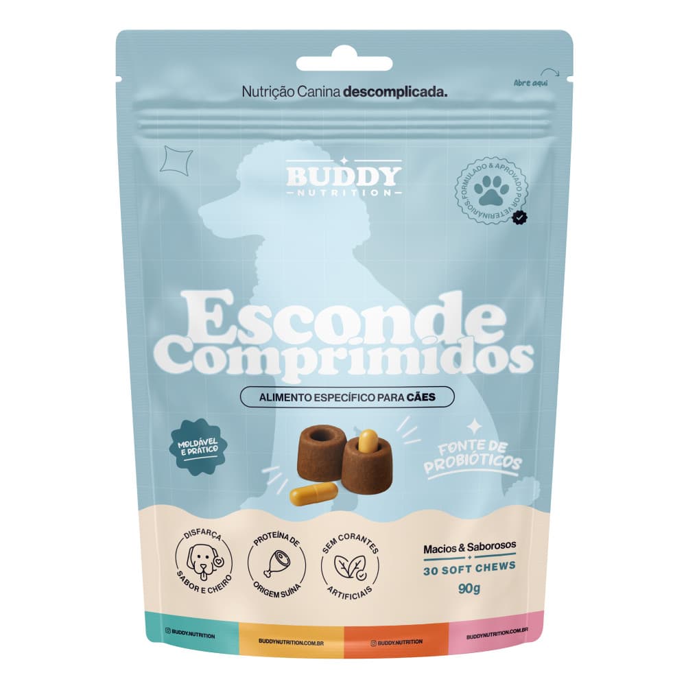 Buddy Nutrition Petisco Cães Esconde Comprimidos Macios 90g