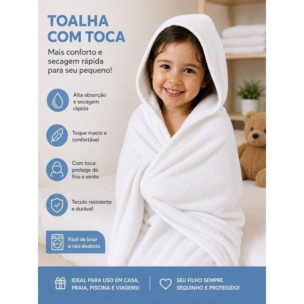 Toalha De Banho Bebê Capuz Roupão Infantil Recém Nascido Criança Absorvente
