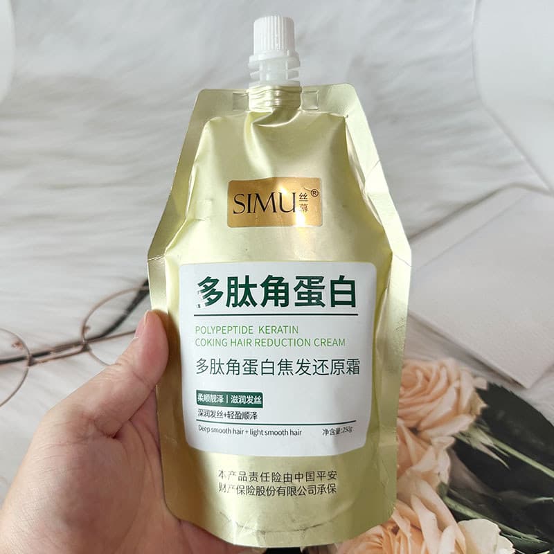 Cortina de seda suavização peptídeo queratina foco creme restaurador de cabelo reparação nutritiva Perm tingimento seco