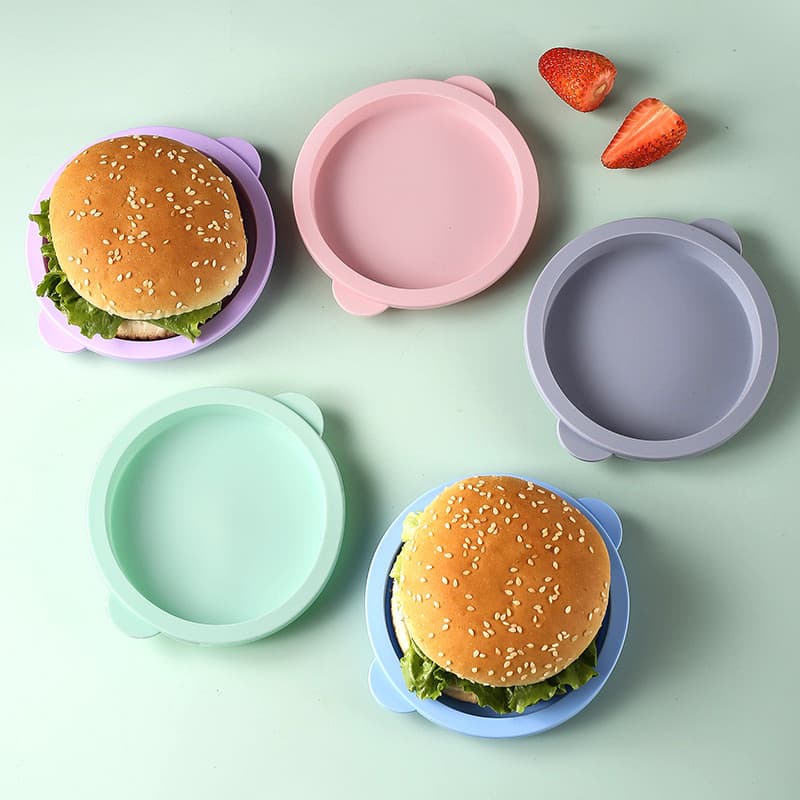 Kenqu Shiduo Prato de jantar nórdico redondo para crianças, forno de micro-ondas de Silicone de qualidade alimentar, mol