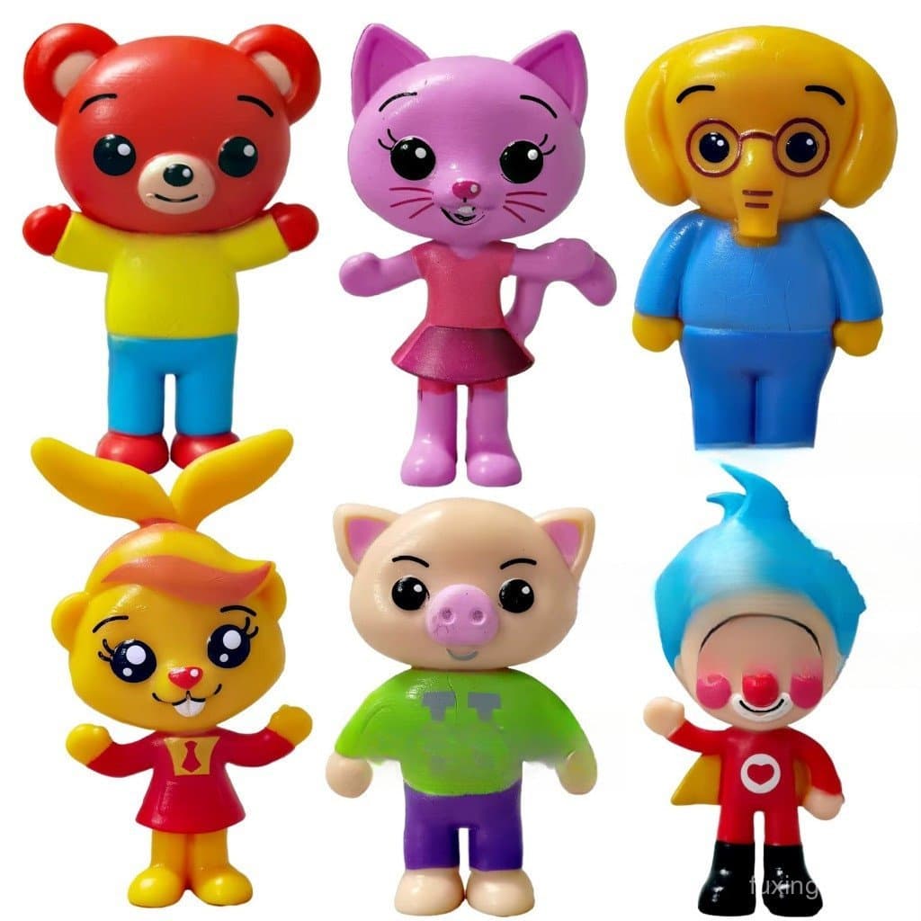 Kit com 6 Bonecos Palhaço Plim Plim Um Héroi Do Coração Miniaturas 9Cm PVC Figuras de Ação Action Figure infantil Crianç