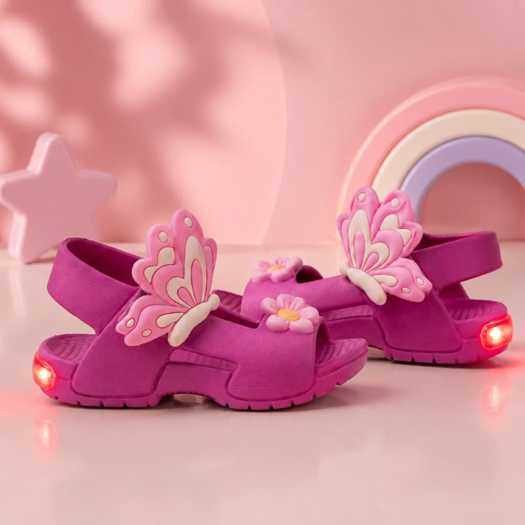 Papete Sandália LED Infantil Menina Leve Casual Confortável
